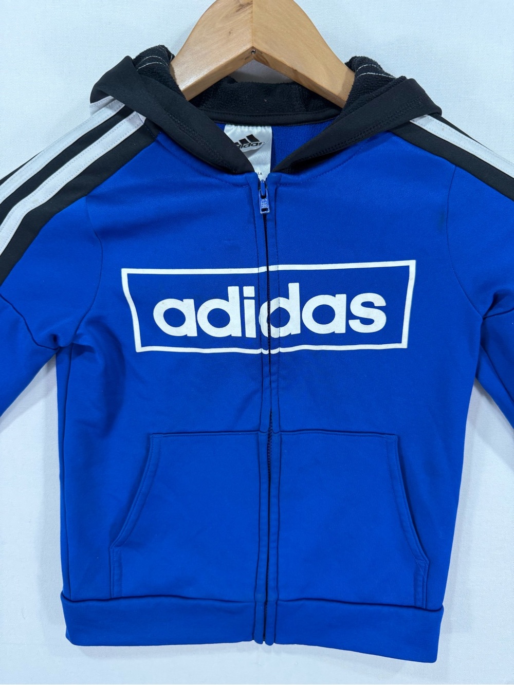 adidas Royal Blue Full-Zip Hoodie with Black Hood
